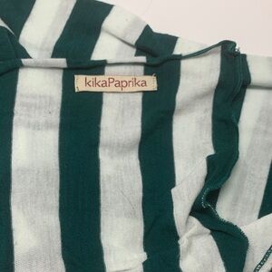 Kika Paprika Green and White Striped Scarf